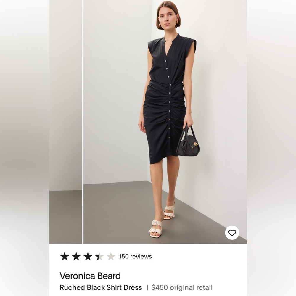 Veronica Beard Ruched Black Shirtdress